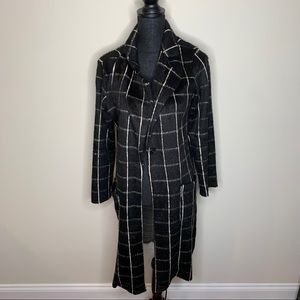 Michael Stars Black Plaid Coat XS